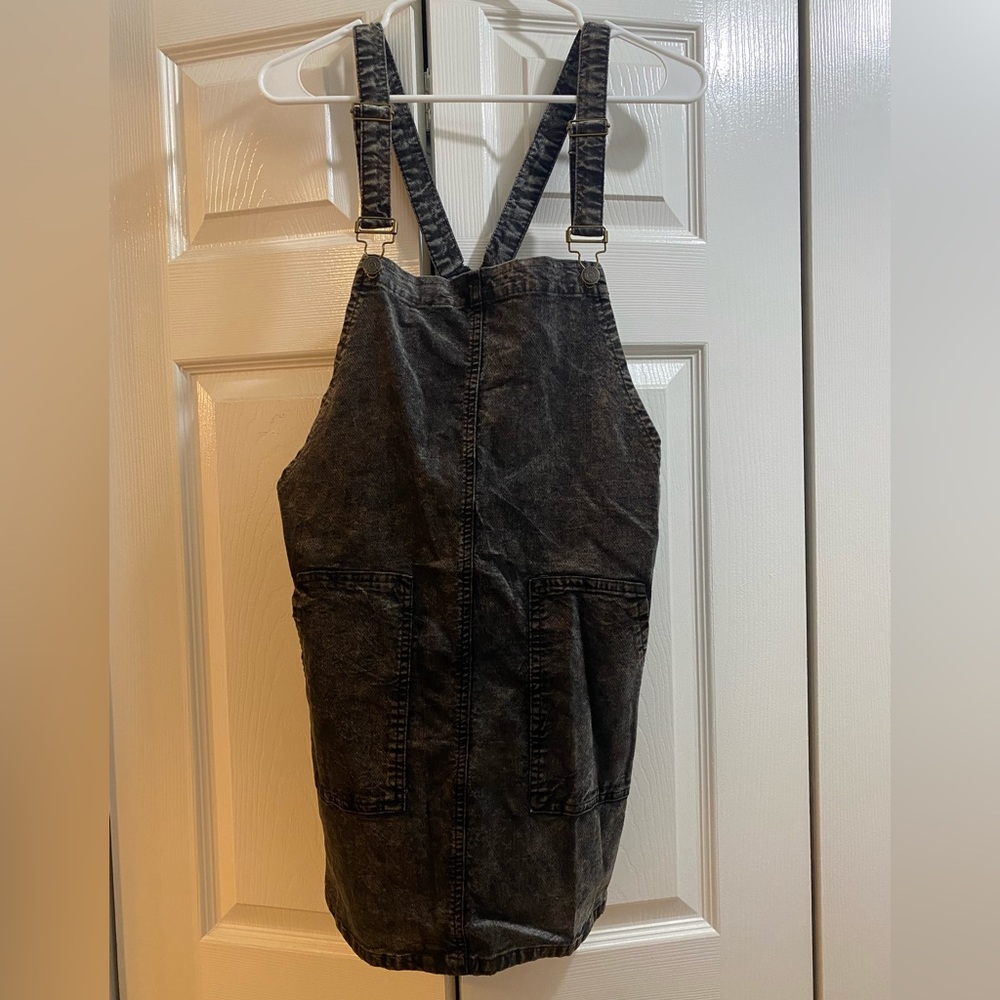 Dark gray washed overall dress